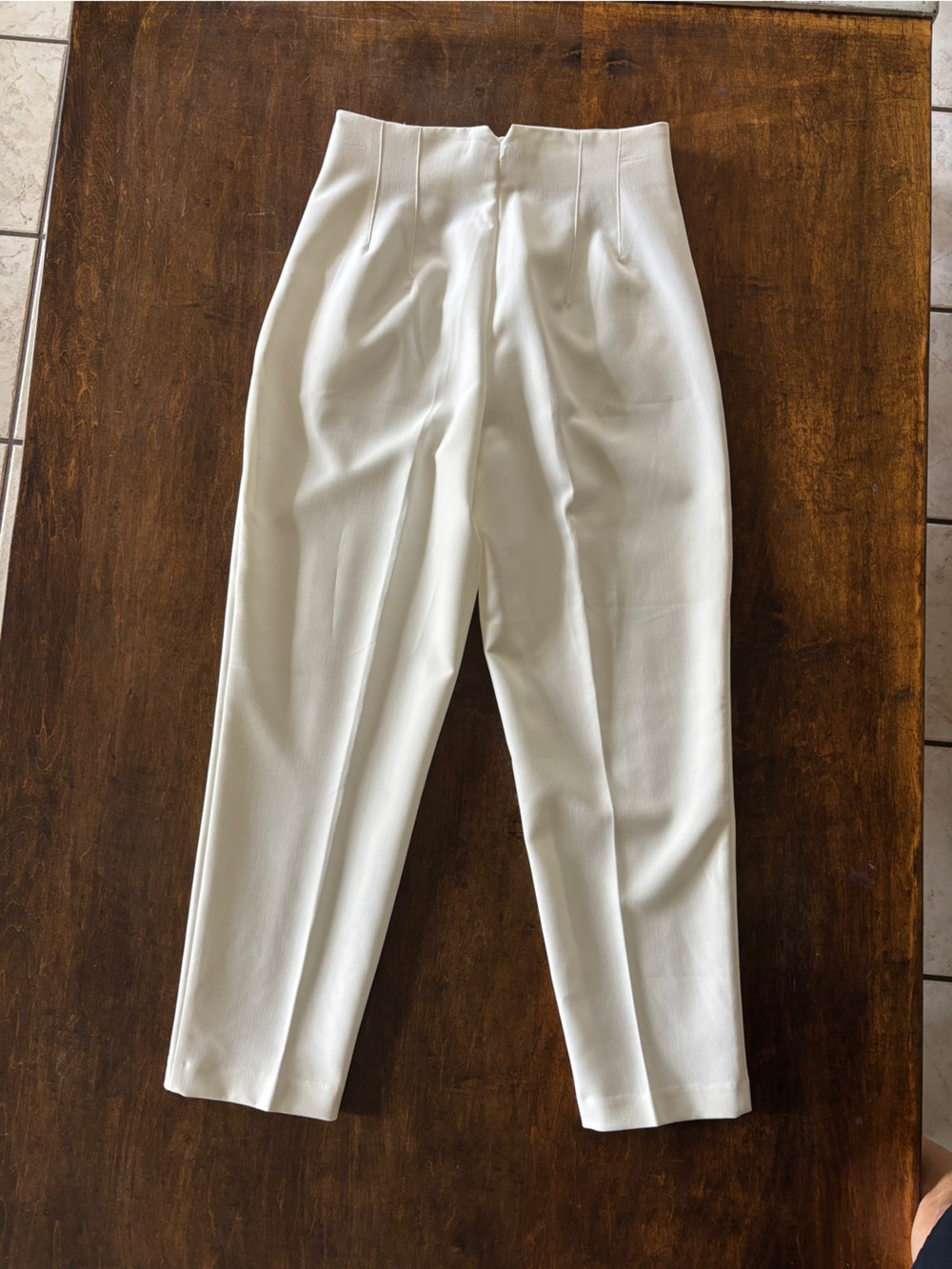 Zara Cream Skinny High-Rise Trousers